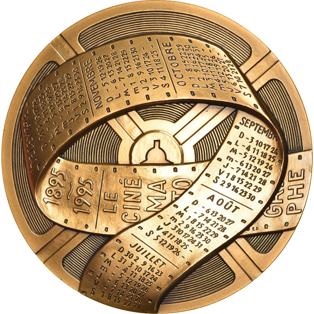 France, Medal, Calendrier, Le Cinématographe, 1995, Pectorin, MS(63), Bronze