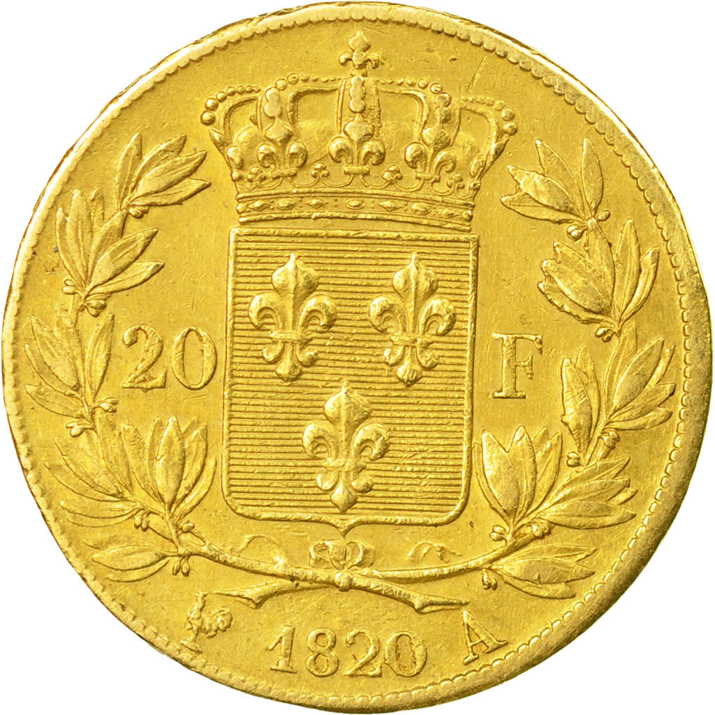 Coin, France, Louis XVIII, 20 Francs, 1820, Paris, EF(40-45), Gold, KM:712.1