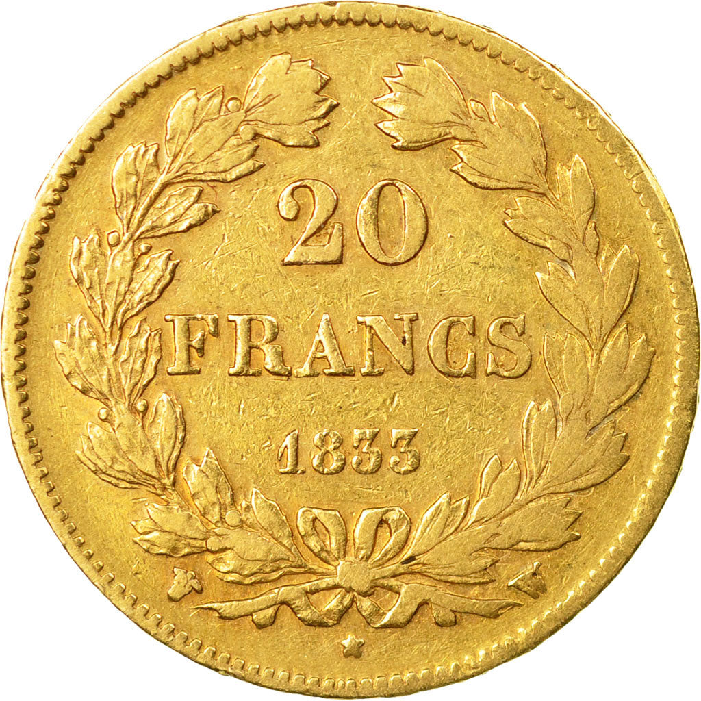 Munten, Frankrijk, Louis-Philippe, 20 Francs, 1833, Lille, ZF, Goud, KM:750.5