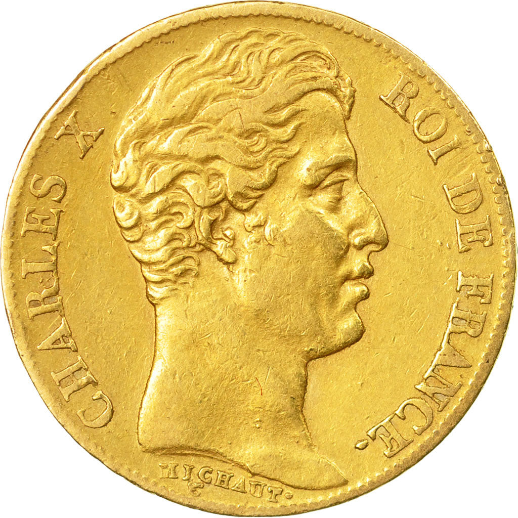 Munten, Frankrijk, Charles X, 20 Francs, 1825, Paris, ZF, Goud, KM:726.1