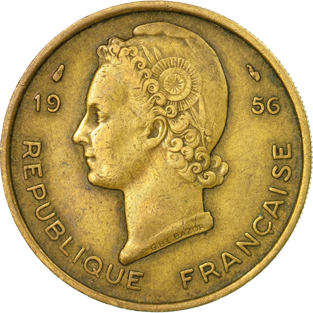 Munten, Frans West Afrika, 25 Francs, 1956, ZF, Aluminum-Bronze, KM:7