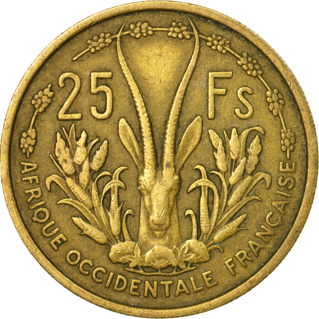 Munten, Frans West Afrika, 25 Francs, 1956, ZF, Aluminum-Bronze, KM:7