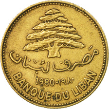 Coin, Lebanon, 25 Piastres, 1980, EF(40-45), Nickel-brass, KM:27.2