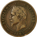 Moneda, Francia, 10 Centimes, 1863, Paris, BC+, Bronce, KM:798.1, Gadoury:253
