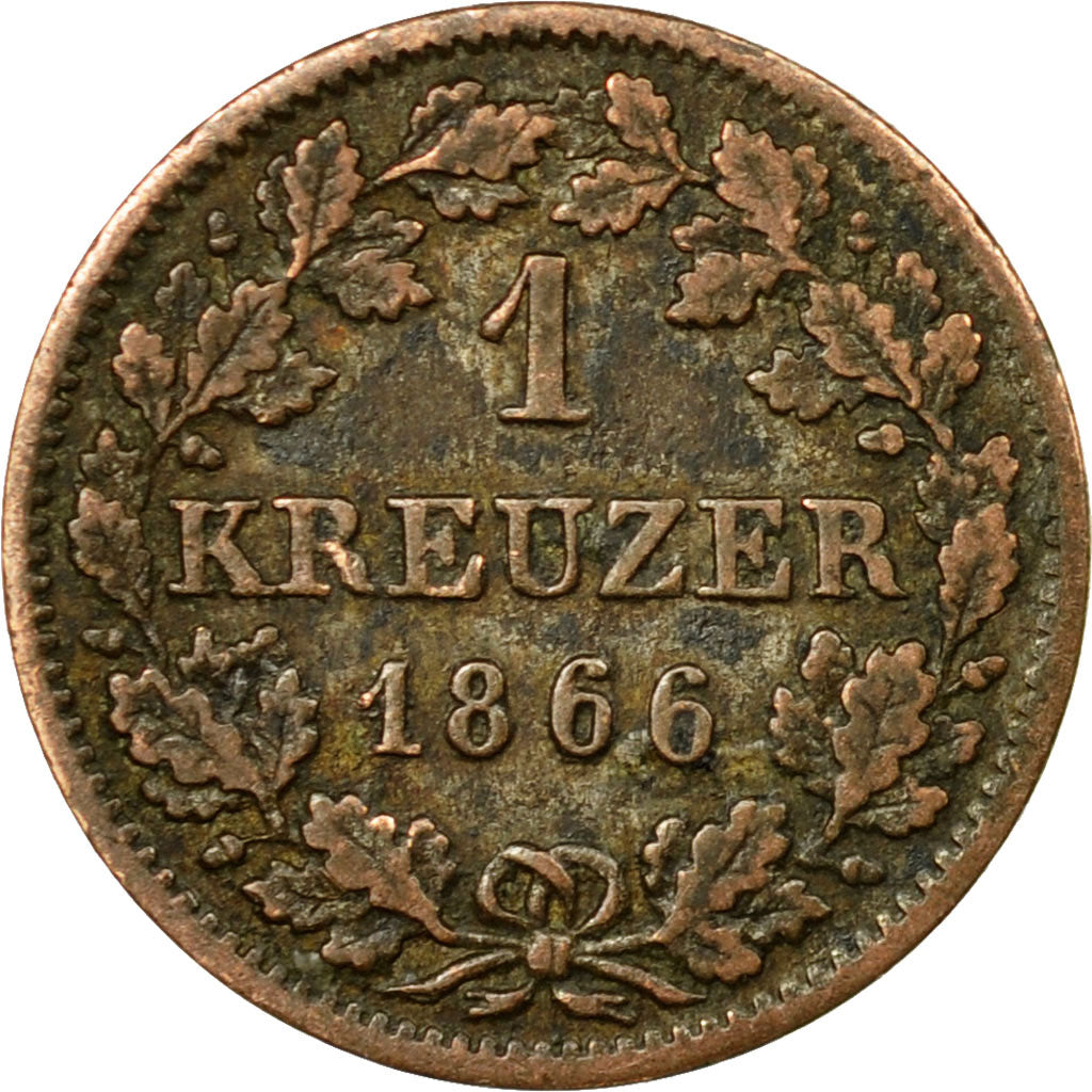 Coin, German States, BAVARIA, Ludwig II, Kreuzer, 1866, EF(40-45), Silver