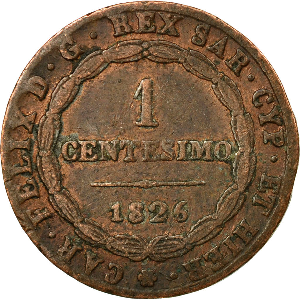 Coin, ITALIAN STATES, SARDINIA, Carlo Felice, Centesimo, 1826, Torino
