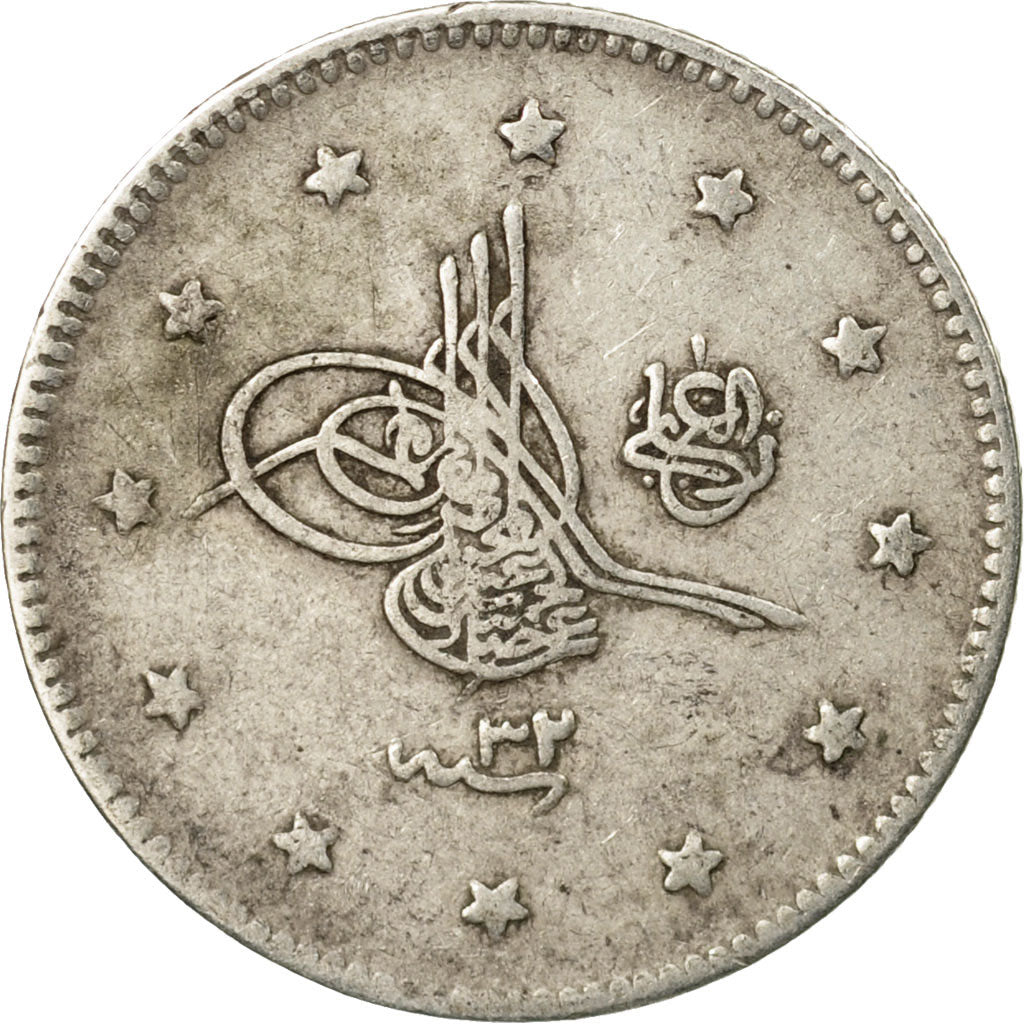 Coin, Turkey, Abdul Hamid II, 2 Kurush, 1906/AH1293, Qustantiniyah, EF(40-45)