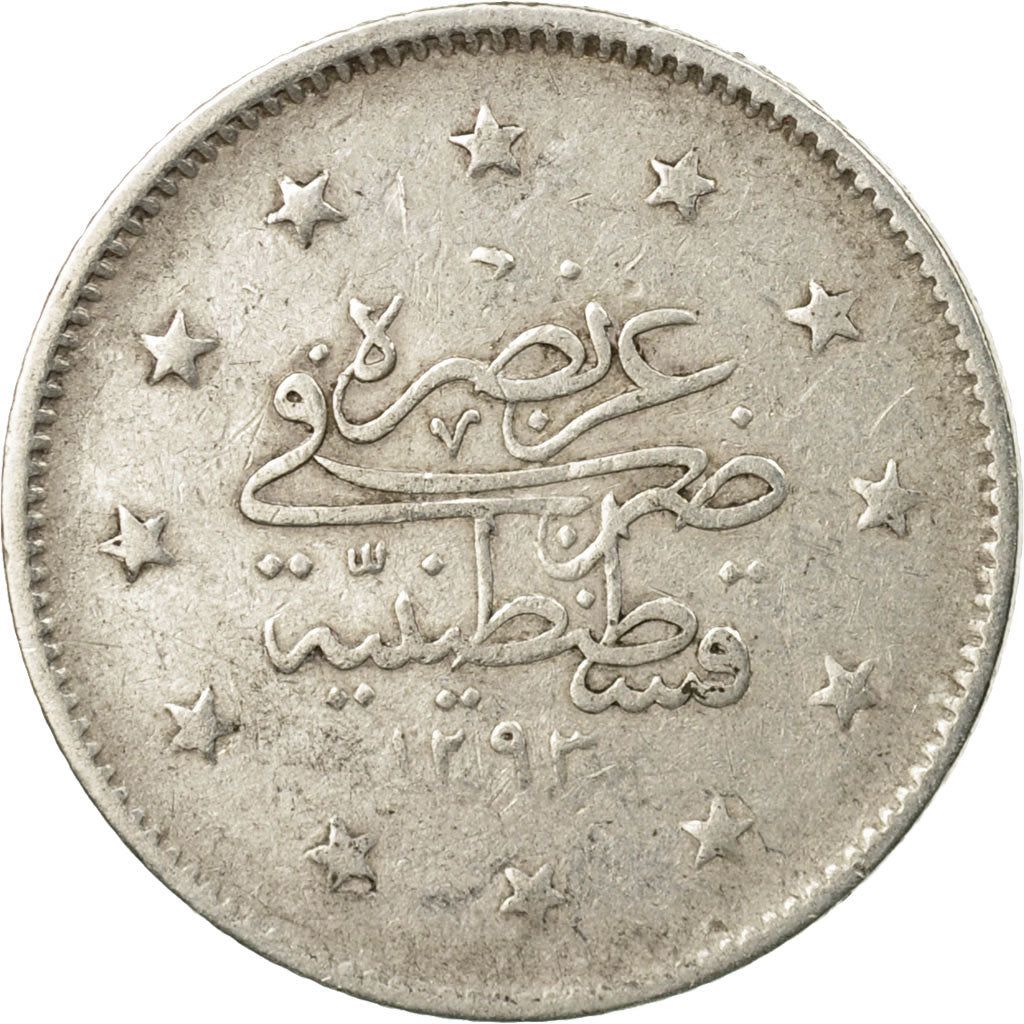 Coin, Turkey, Abdul Hamid II, 2 Kurush, 1906/AH1293, Qustantiniyah, EF(40-45)