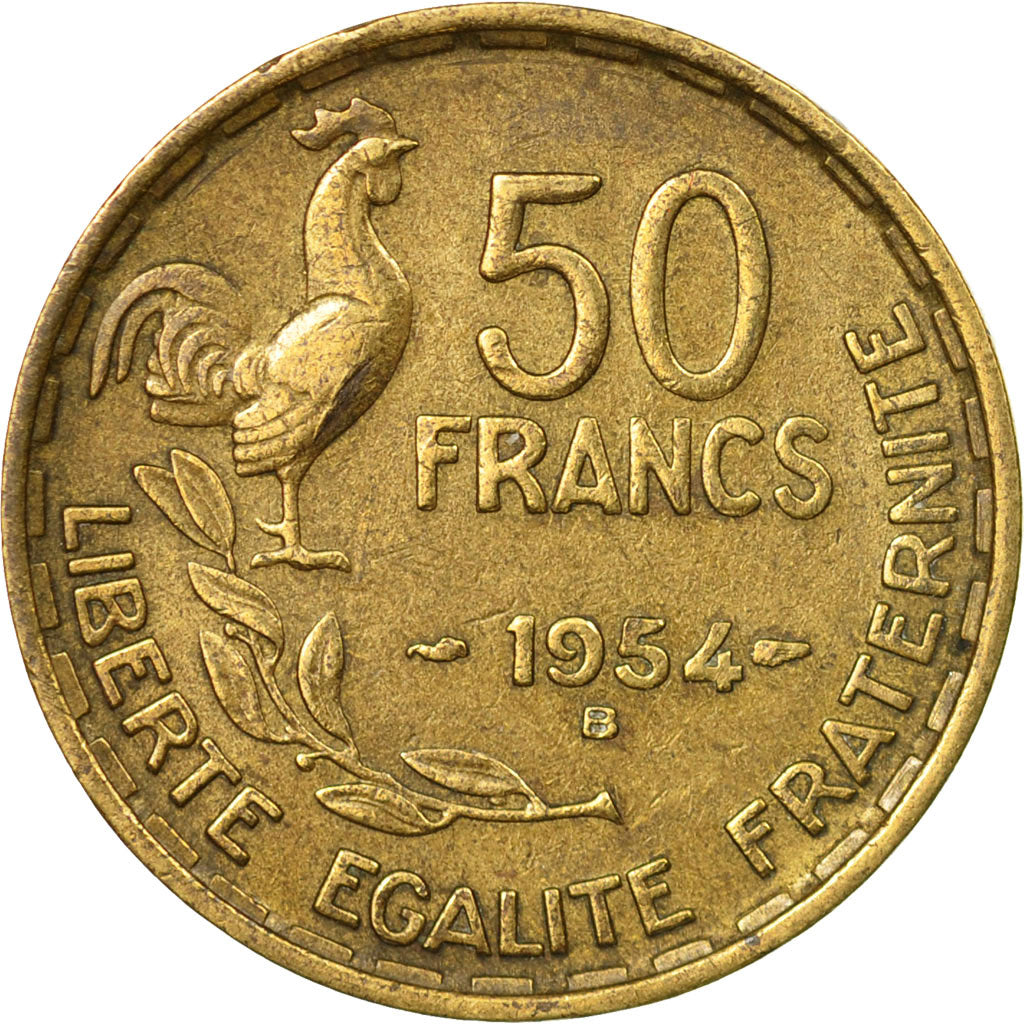 Coin, France, Guiraud, 50 Francs, 1954, Beaumont - Le Roger, EF(40-45)