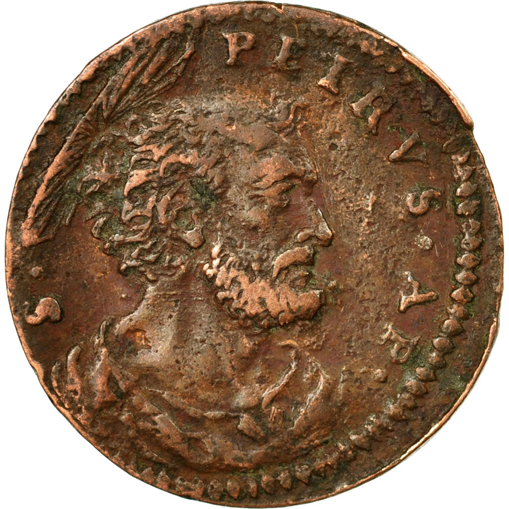Coin, ITALIAN STATES, Clement XI, Quattrino, An XIX, EF(40-45), Copper