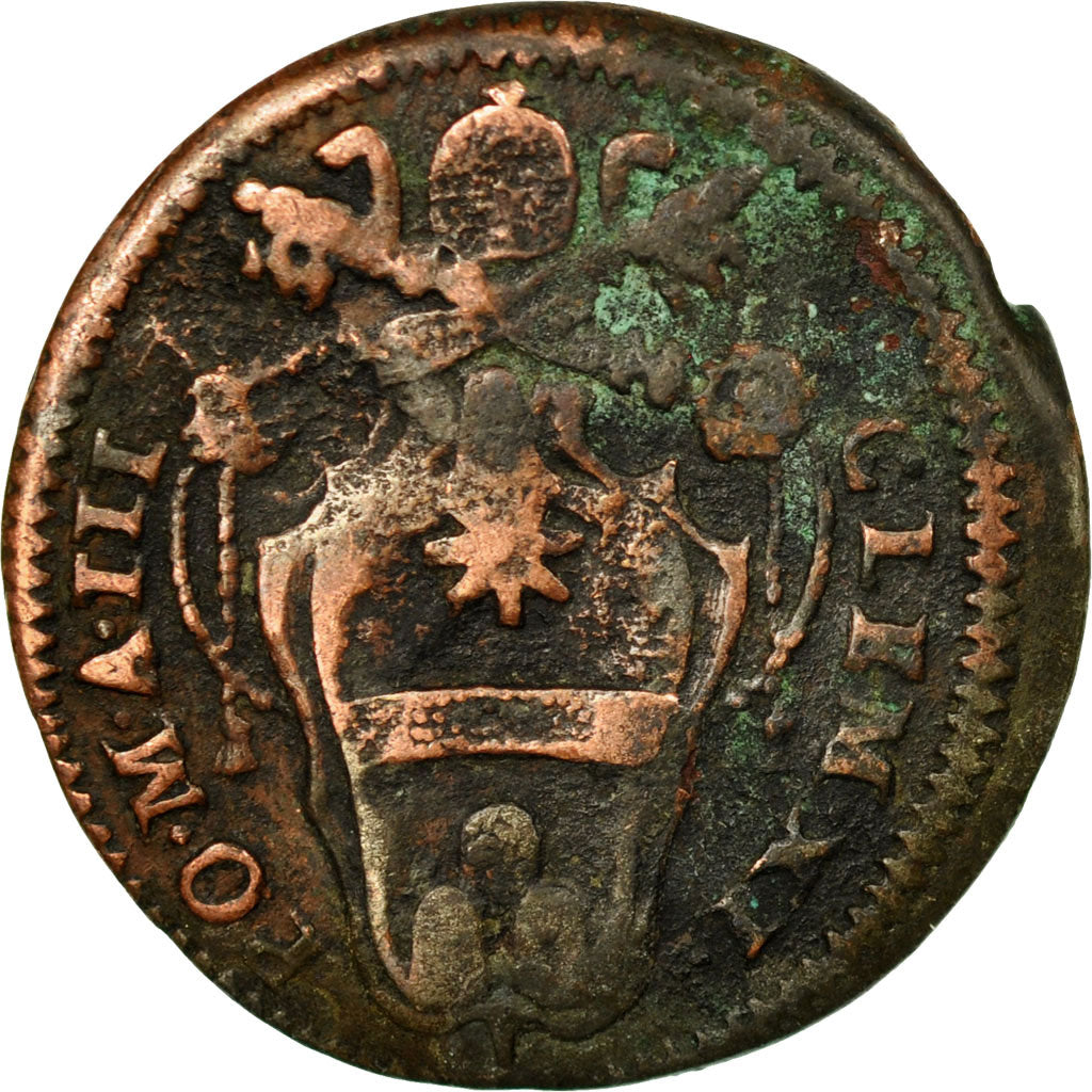 Coin, ITALIAN STATES, Clement XI, Quattrino, An III, VF(30-35), Copper
