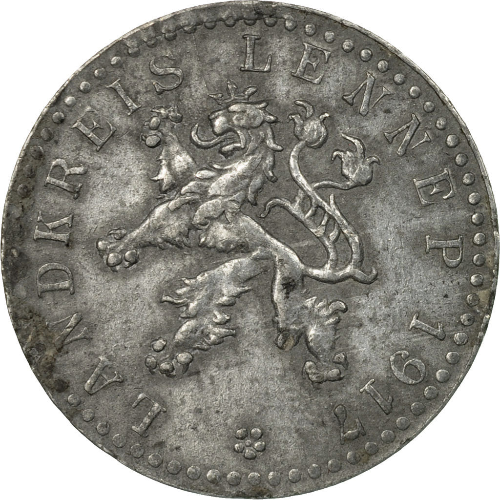 Moneta, Germania, 10 Pfennig, 1917, Lennep, Notgeld, BB, Zinco