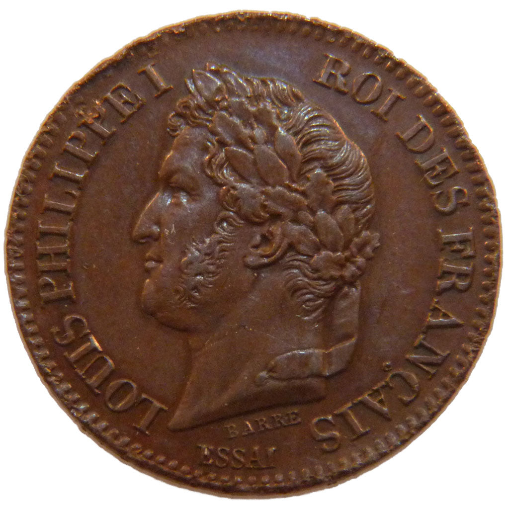 FRANCE, 2 Centimes, 1842, AU(55-58), Bronze, Gadoury #97, 1.00