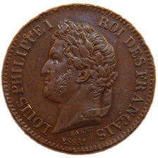 FRANCE, 2 Centimes, 1842, AU(55-58), Bronze, Gadoury #97, 1.00