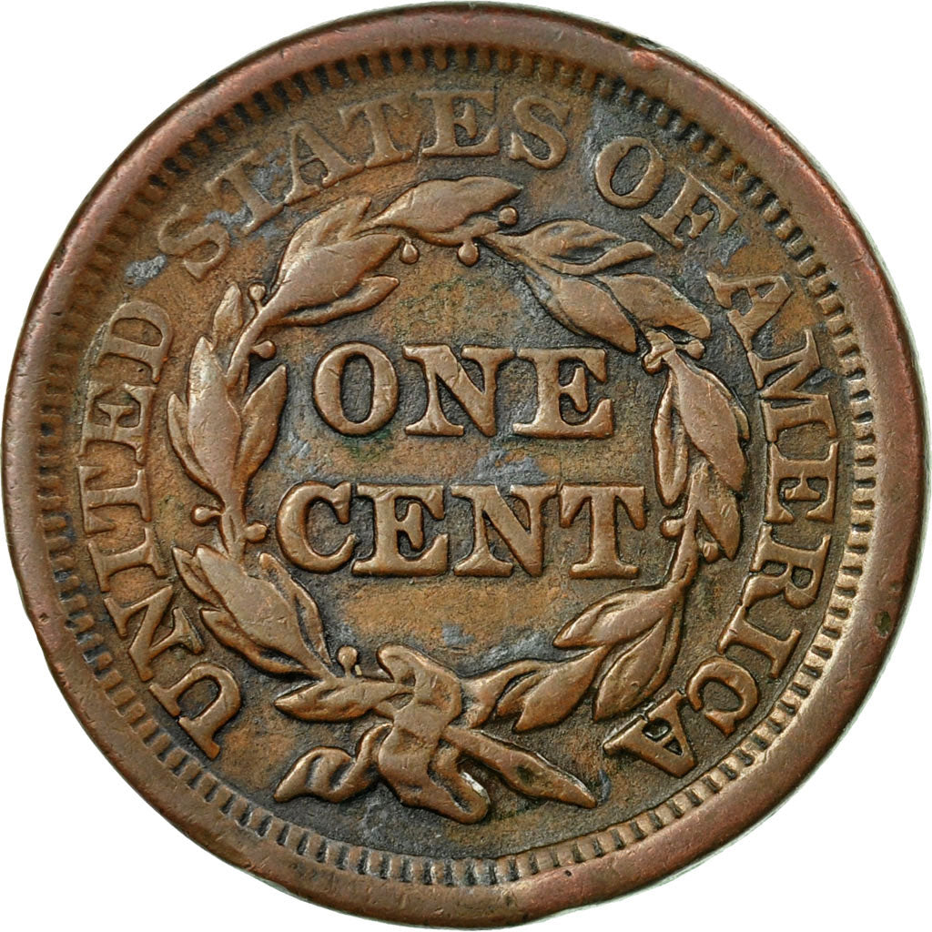 Coin, United States, Braided Hair Cent, Cent, 1854, U.S. Mint, Philadelphia