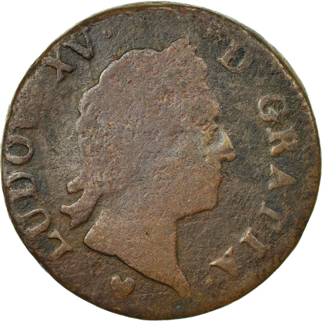 Moneta, Francia, Louis XV, Sol à la vieille tête, 1771, Strasbourg, B+, Rame