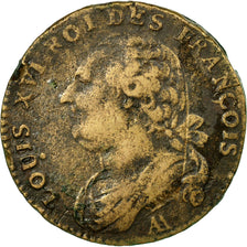 Coin, France, Louis XVI, 12 Deniers, 1791, Metz, VF(30-35), Bronze, Gadoury:15