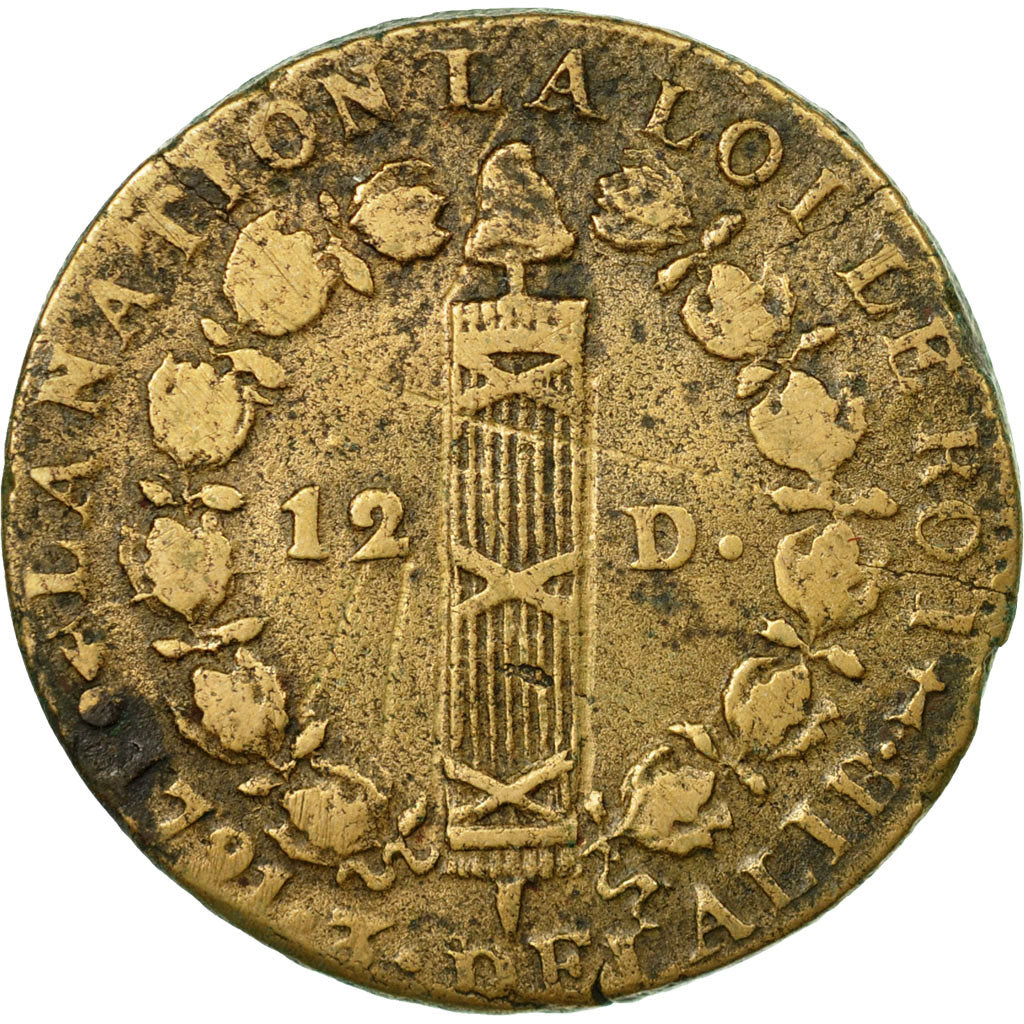 Coin, France, Louis XVI, 12 Deniers, 1791, Metz, VF(30-35), Bronze, Gadoury:15