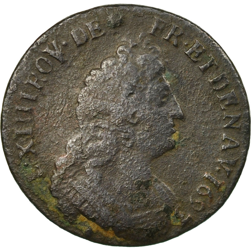 Coin, France, Louis XIV, Liard de France, 1693, Aix en Provence, VF(20-25)
