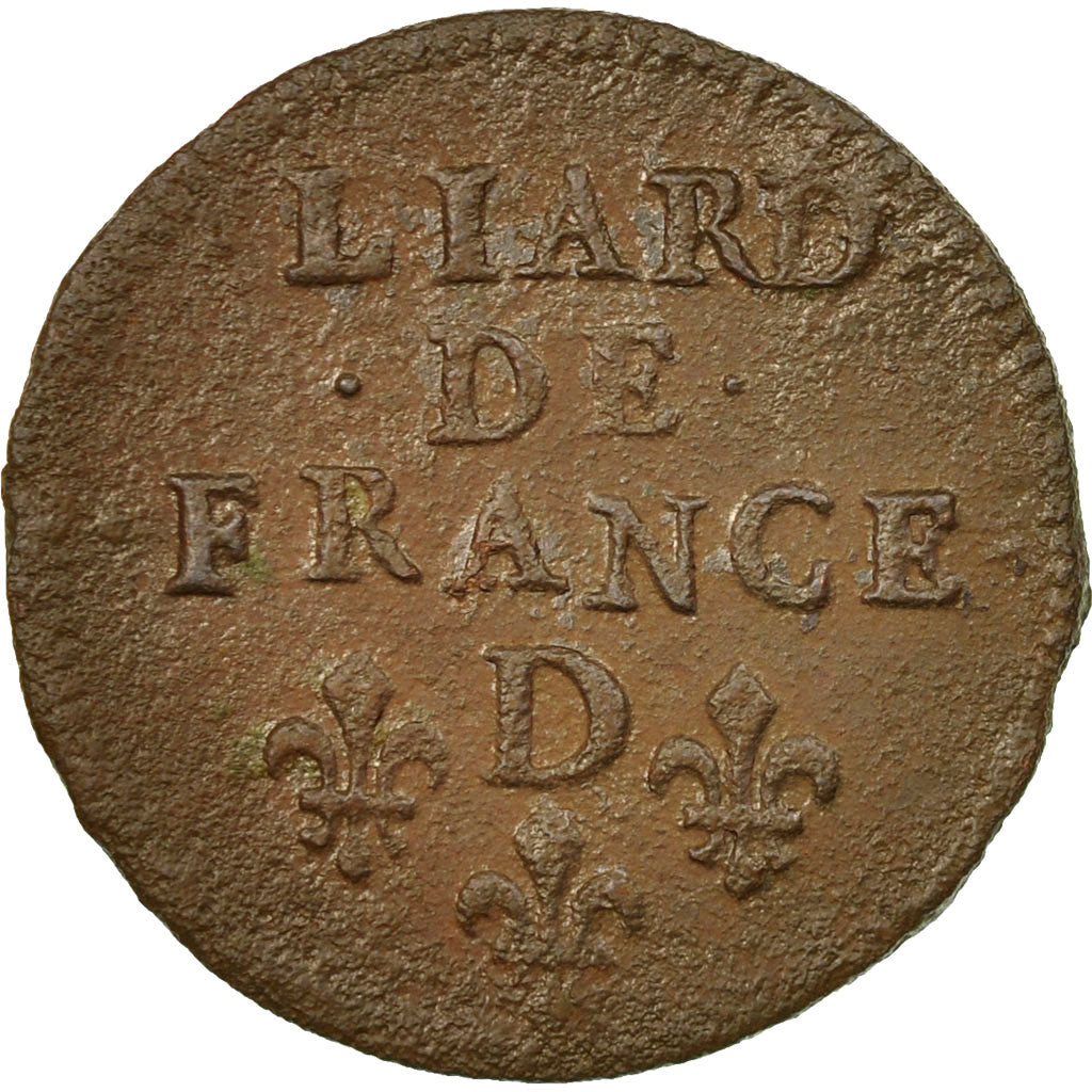Coin, France, Louis XIV, Liard de France, 1656, Vimy, VF(30-35), Copper, C2G:62
