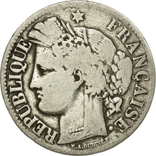 Moneta, Francia, Cérès, 2 Francs, 1871, Bordeaux, MB, Argento, KM:817.2