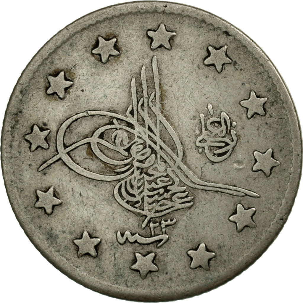 Coin, Turkey, Abdul Hamid II, 2 Kurush, 1897 (1293), Qustantiniyah, EF(40-45)
