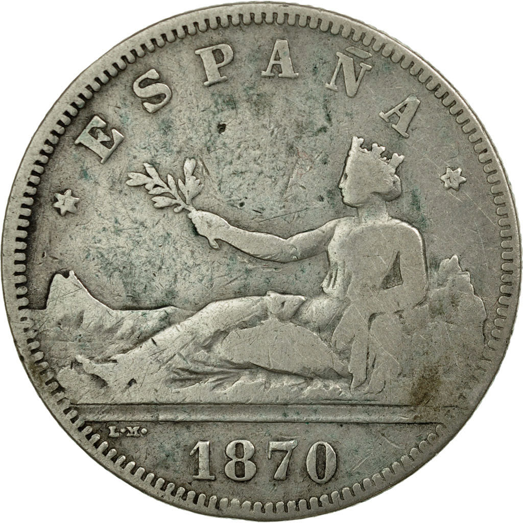 Coin, Spain, Provisional Government, 2 Pesetas, 1870, Madrid, VF(20-25), Silver
