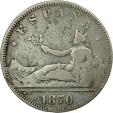 Coin, Spain, Provisional Government, 2 Pesetas, 1870, Madrid, VF(20-25), Silver