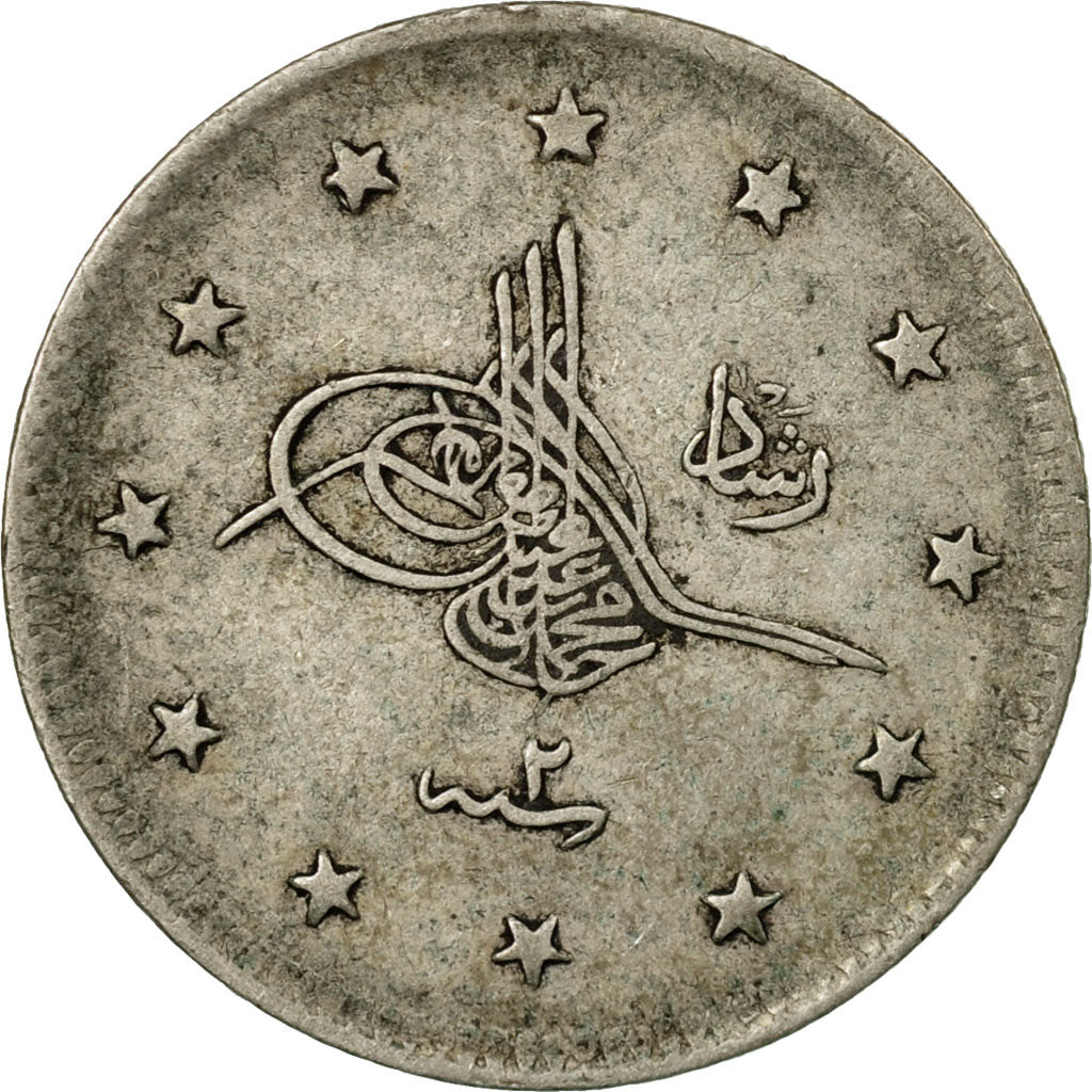 Coin, Turkey, Muhammad V, 2 Kurush, 1910/AH1327, Qustantiniyah, EF(40-45)