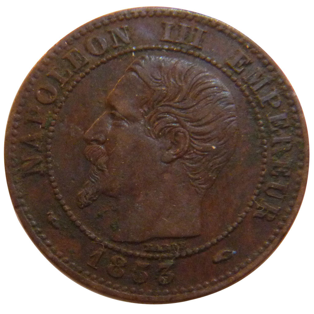 FRANCE, Napoléon III, 2 Centimes, 1853, Paris, KM #776.1, EF(40-45), Bronze, G..