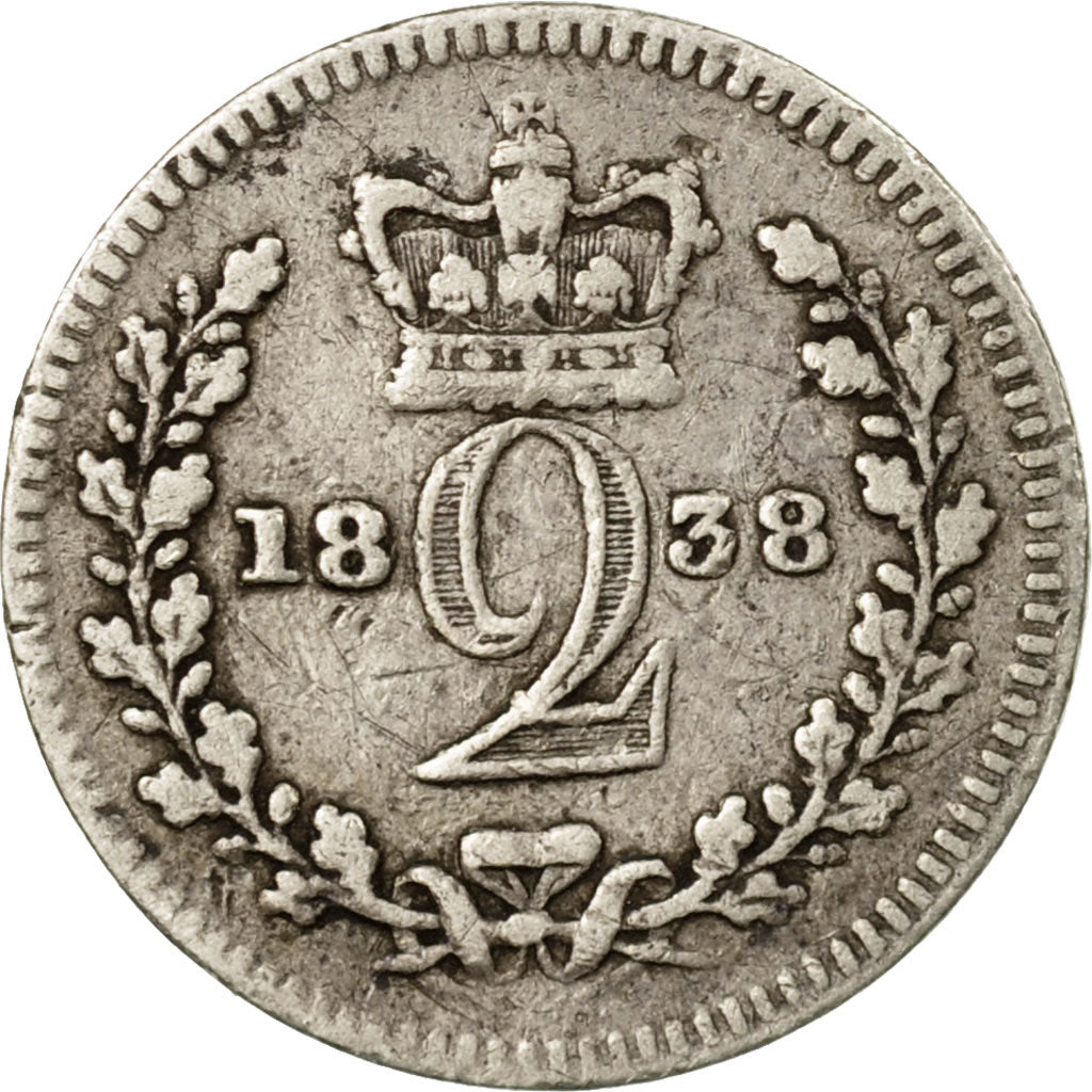 Coin, Great Britain, Victoria, 2 Pence, 1838, VF(20-25), Silver, KM:729