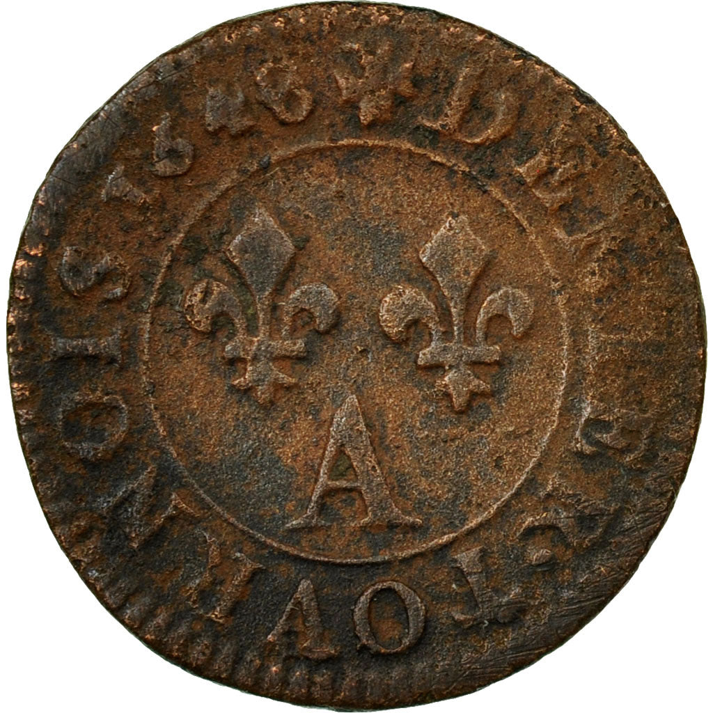 Coin, France, Louis XIV, Denier Tournois, 1648, Paris, VF(30-35), Copper