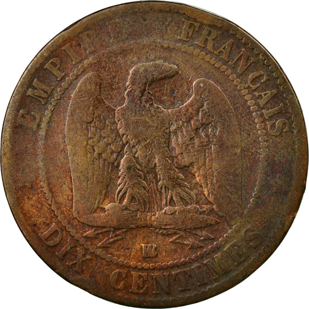 Monnaie, France, Napoleon III, 10 Centimes, 1862, Strasbourg, B+, Bronze