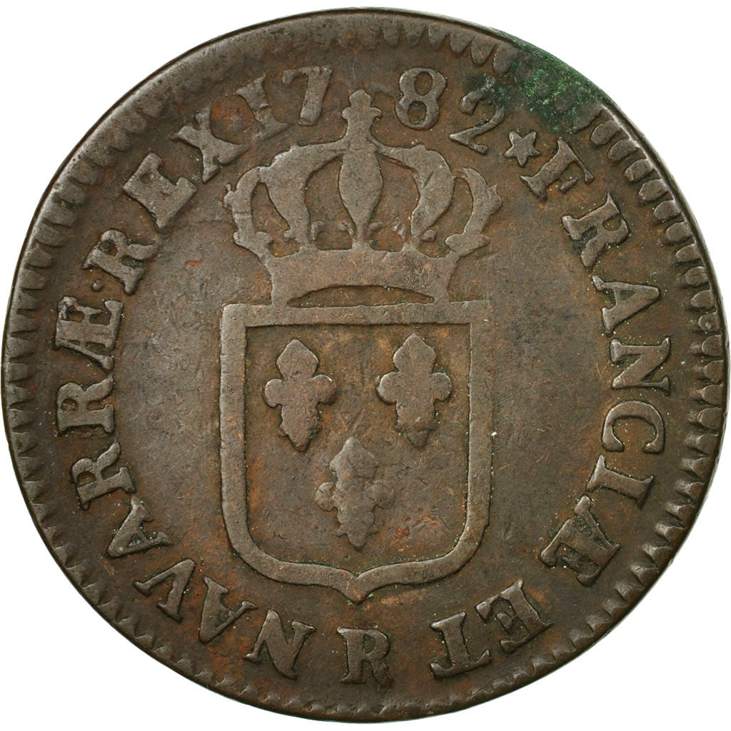 Moneda, Francia, Louis XVI, Sol ou sou, Sol, 1782, Orléans, BC+, Cobre