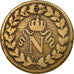 Coin, France, Napoleon I, Decime, 1815, Strasbourg, VF(20-25), Bronze