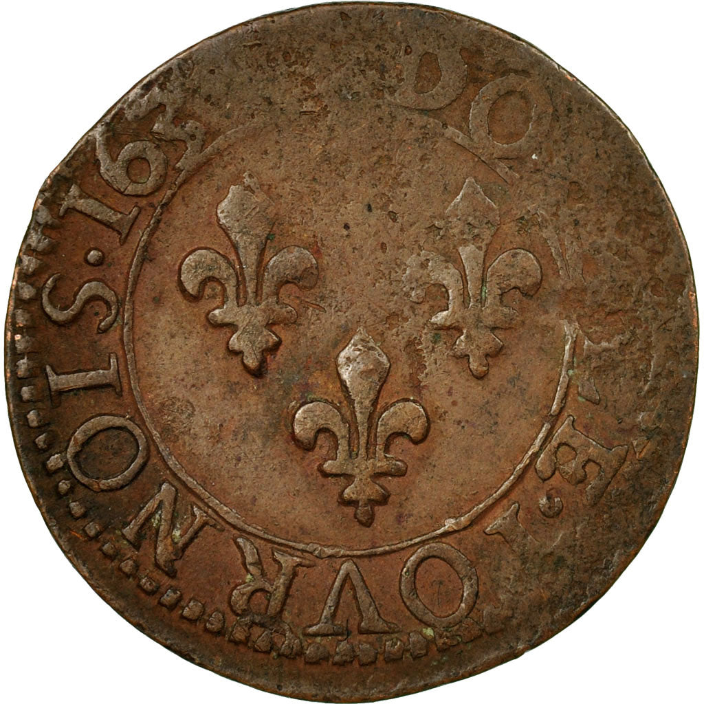 Coin, France, Louis XIII, Double Tournois, Uncertain date, Tours, VF(30-35)