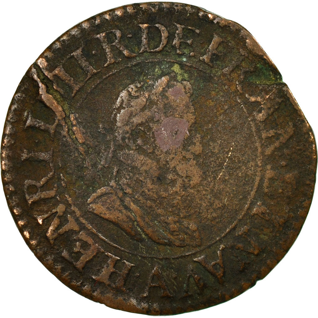 Moneta, Francia, Henri IV, Double Tournois, 1604, Paris, MB, Rame, CGKL:222
