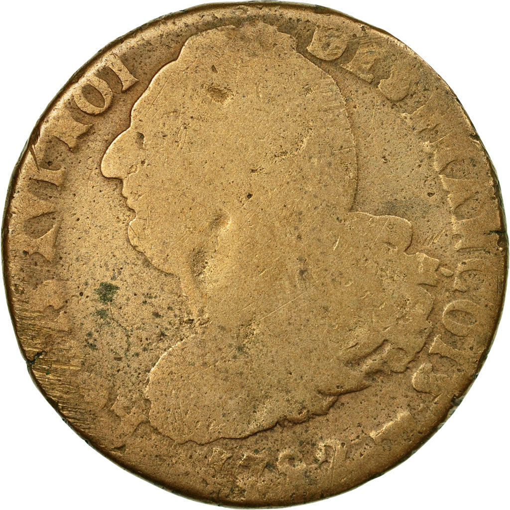 Moneta, Francia, Louis XVI, 2 Sols, 1792, Pau, B, Bronzo, Gadoury:25