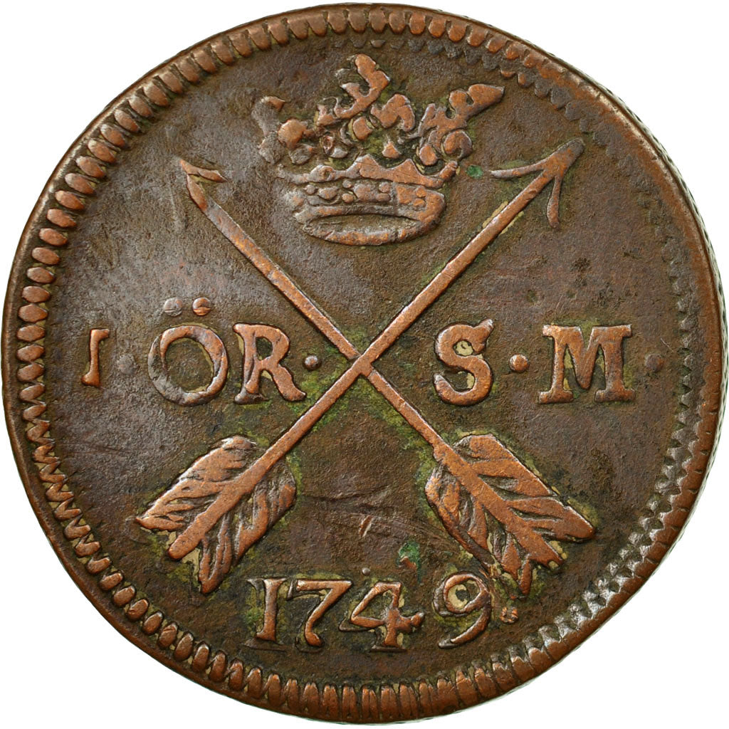 Coin, Sweden, Frederick I, Ore, S.M., 1749, VF(30-35), Copper, KM:416.1