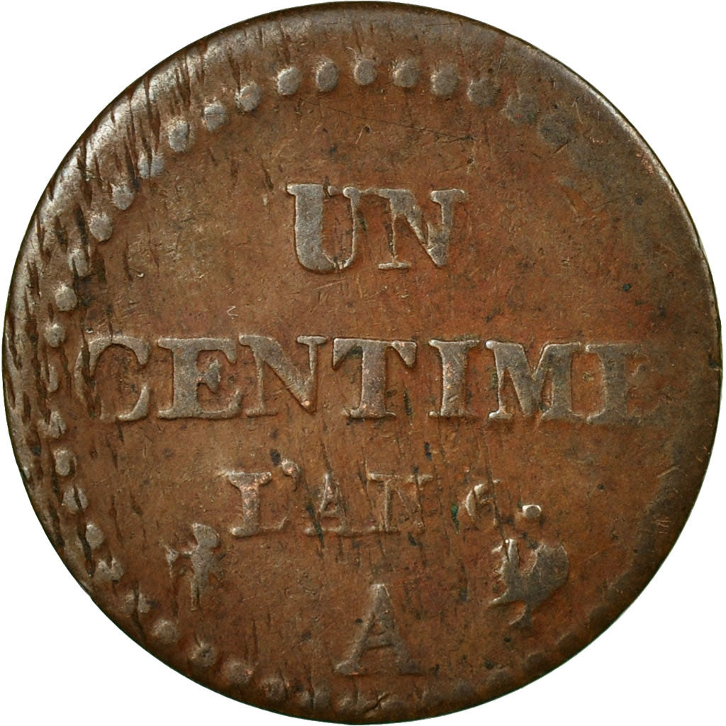 Moneta, Francia, Dupré, Centime, AN 6, Paris, MB+, Bronzo, KM:646, Gadoury:76