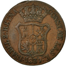 Coin, Spain, CATALONIA, Isabel II, 6 Quartos, 1837, VF(30-35), Copper, KM:128