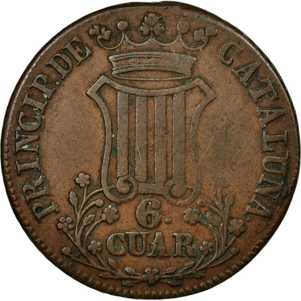 Coin, Spain, CATALONIA, Isabel II, 6 Quartos, 1837, VF(30-35), Copper, KM:128
