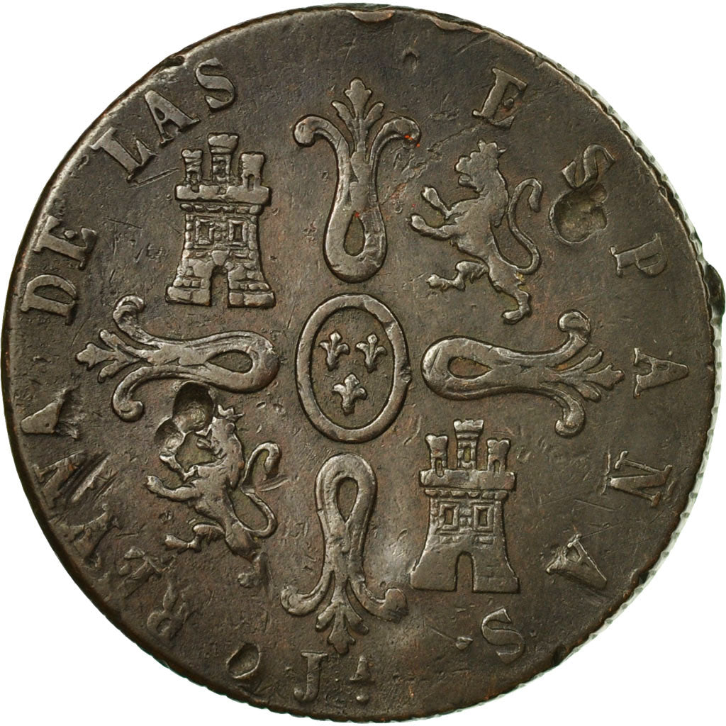 Moneta, Spagna, Isabel II, 8 Maravedis, 1850, Jubia, MB, Rame, KM:531.2