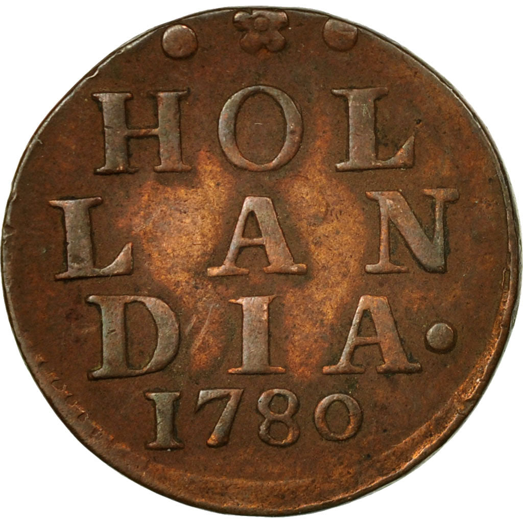 Coin, Netherlands, HOLLAND, Duit, 1780, EF(40-45), Copper, KM:80