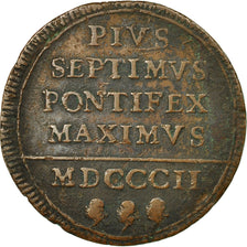 Moneta, DEPARTAMENTY WŁOSKIE, PAPAL STATES, Pius VII, Baiocco, 1802, VF(30-35)
