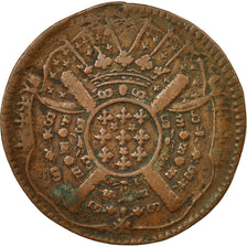 Moneta, Francia, Flanders, 20 Sols, 1708, Lille, MB+, Rame, Boudeau:2313