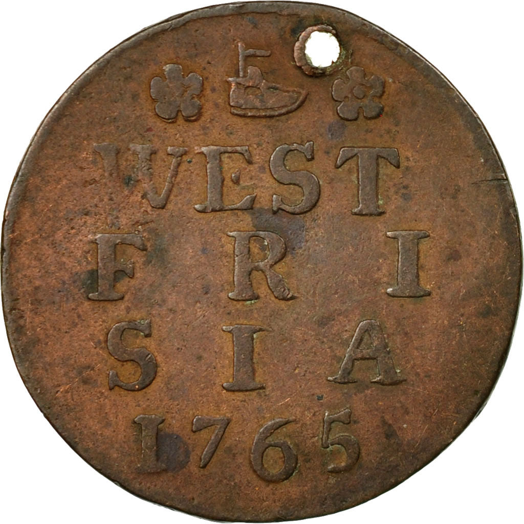 Moneta, Paesi Bassi, WEST FRIESLAND, Duit, 1765, MB+, Rame, KM:A125