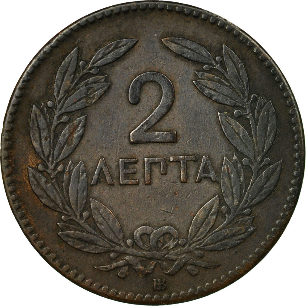 Coin, Greece, George I, 2 Lepta, 1869, Strassburg, VF(30-35), Copper, KM:41