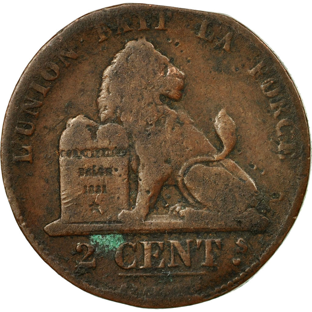 Moneda, Bélgica, Leopold I, 2 Centimes, 1864, BC+, Cobre, KM:4.2