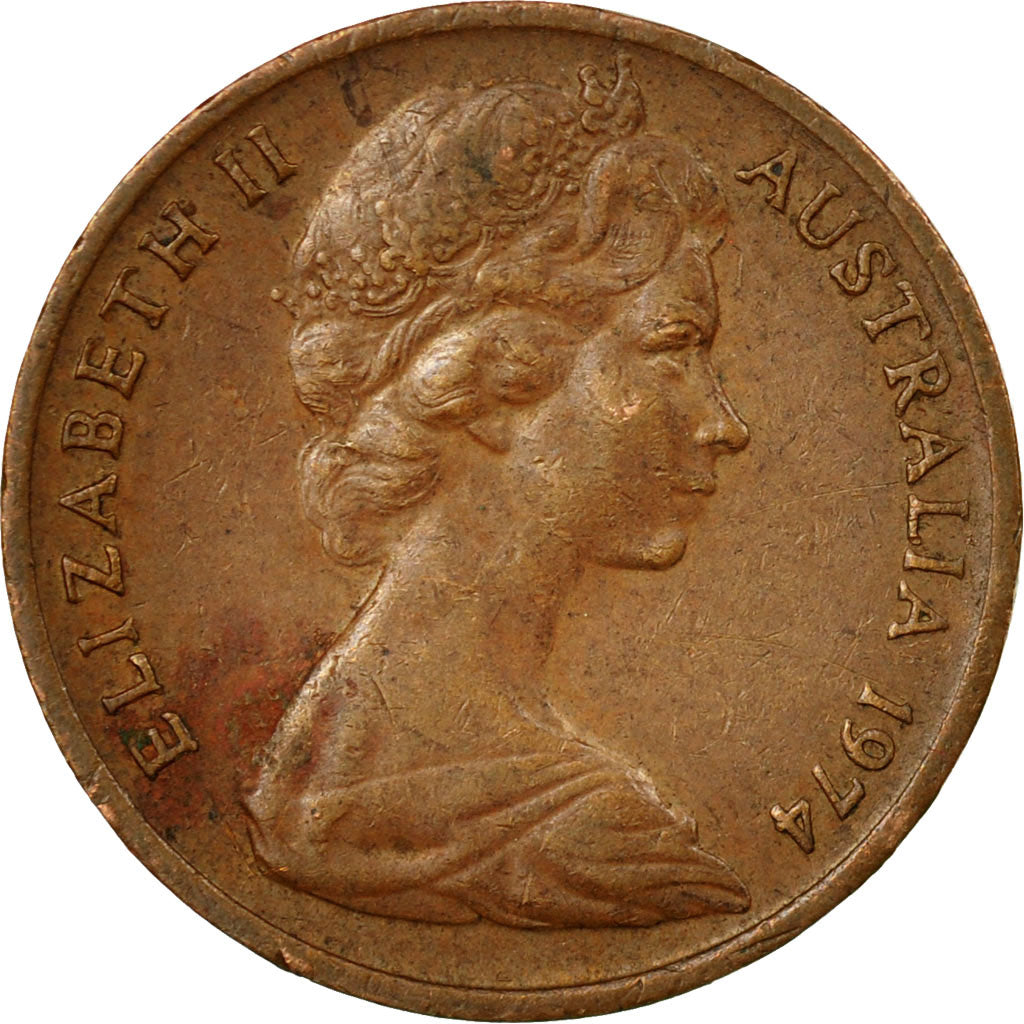 Moneda, Australia, Elizabeth II, Cent, 1974, MBC+, Bronce, KM:62